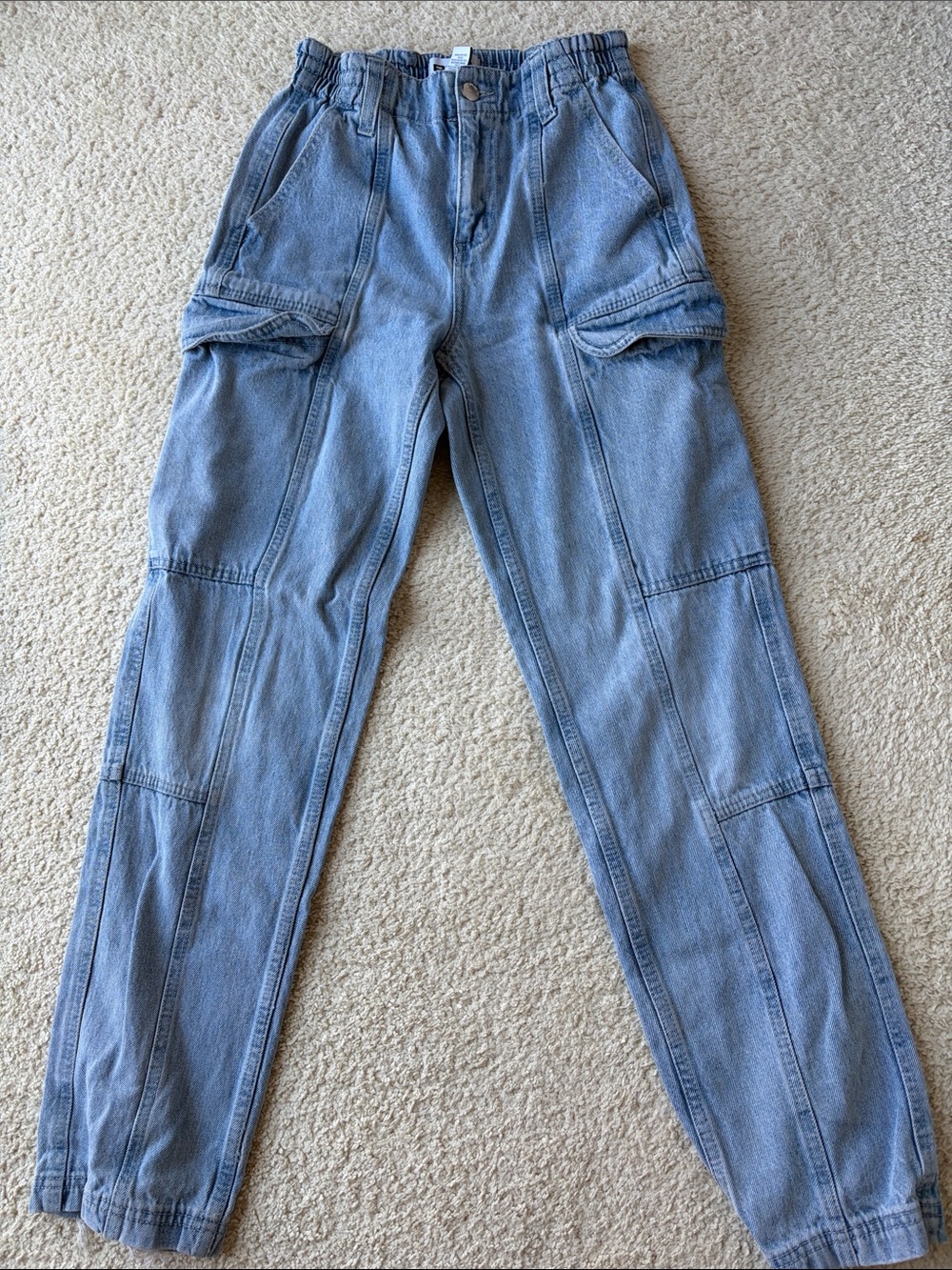 Light Wash Denim Cargo Pants